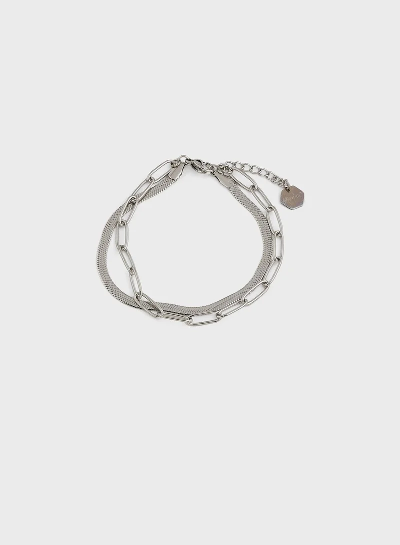 Lady Mauve REIKO SNAKE & PAPER CLIP CHAIN BRACELET