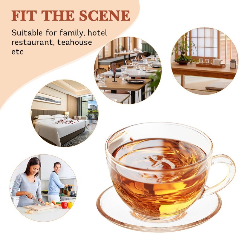SHOWERORO 4Pcs Clear Glass Tea Saucers 3.54 Inch Round Plates for Coffee Cups Espresso Saucers Small Dessert Snack Serving - Image 4