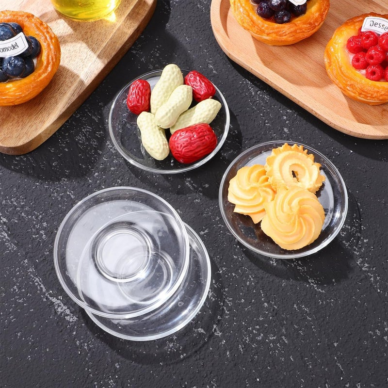 SHOWERORO 4Pcs Clear Glass Tea Saucers 3.54 Inch Round Plates for Coffee Cups Espresso Saucers Small Dessert Snack Serving - Image 5