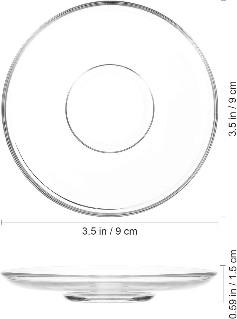 SHOWERORO 4Pcs Clear Glass Tea Saucers 3.54 Inch Round Plates for Coffee Cups Espresso Saucers Small Dessert Snack Serving - Image 2