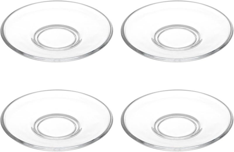 SHOWERORO 4Pcs Clear Glass Tea Saucers 3.54 Inch Round Plates for Coffee Cups Espresso Saucers Small Dessert Snack Serving - Image 1
