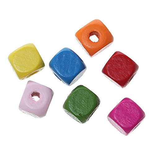 Craft Making Shop 600 Multicolor Square Wood Beads Bulk 10mm Square Wood Beads with 3mm Large Hole - Image 4