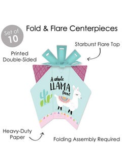 Big Dot of Happiness Whole Llama Fun Table Decorations Llama Fiesta Baby Shower Or Birthday Party Fold And Flare Centerpieces 10 Count  - Image 4