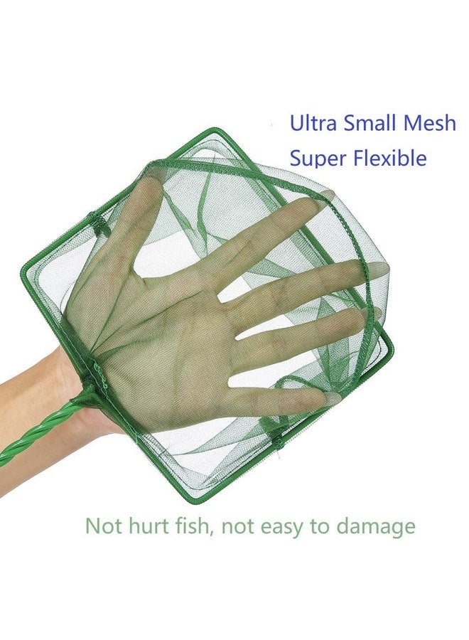 Laojbaba Laojbaba Aquarium Fishing Net Fish Tank Cleaning Tools Fine Mesh Net with Plastic Handle Green 8 Inch  - Image 3
