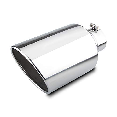 LCGP 4 inch Inlet Diesel Truck Tailtip, 8 inch Outlet Exhaust Tip, 15 inch Length Muffler Tip, Rolled End Angle Cut - Image 1