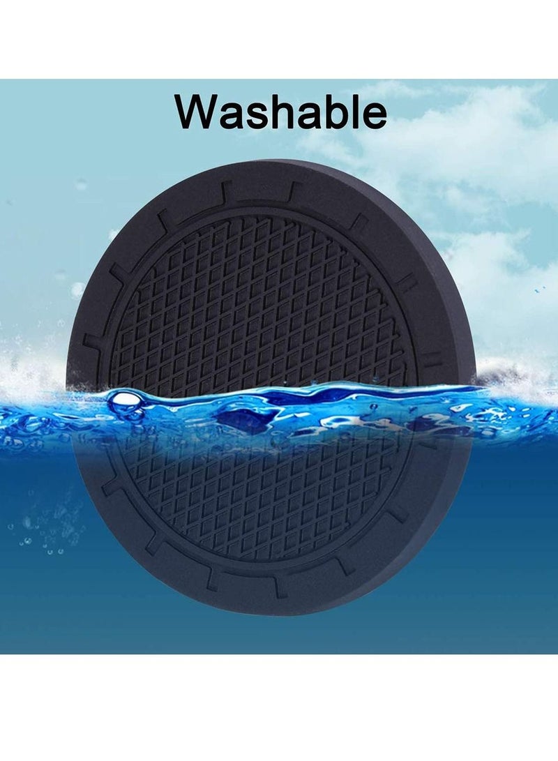 Car Coasters, PVC Car Cup Holder Insert Coaster, Anti Slip Universal Vehicle Interior Accessories Cup Mats for Men or Women Black, 4 Pack - Image 5