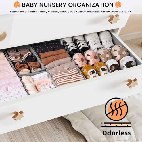 Criusia 【FAMILY PACK】Drawer Organizer Clothes, 20 Pack Dresser Organizer Bins for Baby Clothes - Underwear Bra Sock Organizer - Fabric Closet Organization and Storage Dividers for Nursery Bedroom Dorm - Image 5