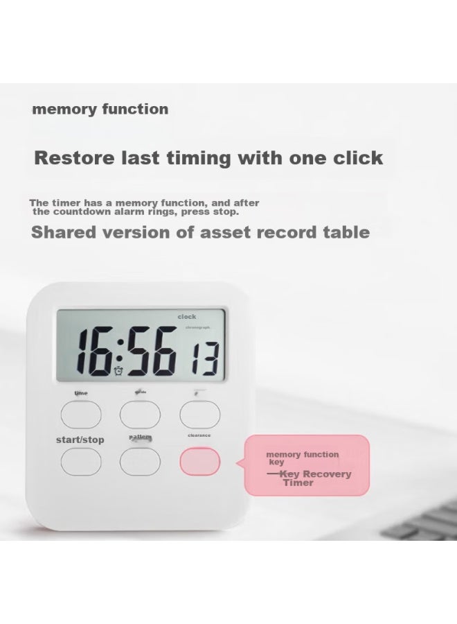 GEDUN Gedon Stopwatch Timer Alarm Clock, Timer For Kitchen Baking Soup, Clock Reminder For Students, White - Image 3