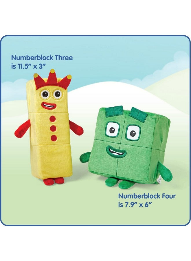 hand2mind hand2mind Numberblocks Three & Four Playful Pals Plush, Numbers for Toddlers, Preschool Math Learning Toys, Stuffed Animal Plushie, Counting Blocks Stuffies, Kids Birthday Gift, Easter Basket Stuffers - Image 3
