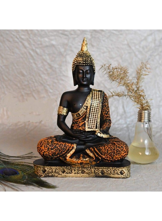 JAIPUR ACE Meditating Buddha Statue Polyresin Buddha Idol Showpiece - Perfect Living Room, Bedroom & Office Space - and Wall Decoration - Ideal Gifting (Orange Buddha, Fantasy, 22 Cm, 13 Cm) - Image 1