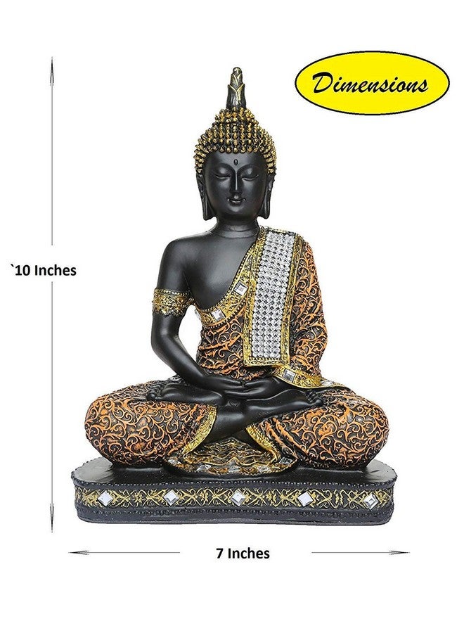 JAIPUR ACE Meditating Buddha Statue Polyresin Buddha Idol Showpiece - Perfect Living Room, Bedroom & Office Space - and Wall Decoration - Ideal Gifting (Orange Buddha, Fantasy, 22 Cm, 13 Cm) - Image 3