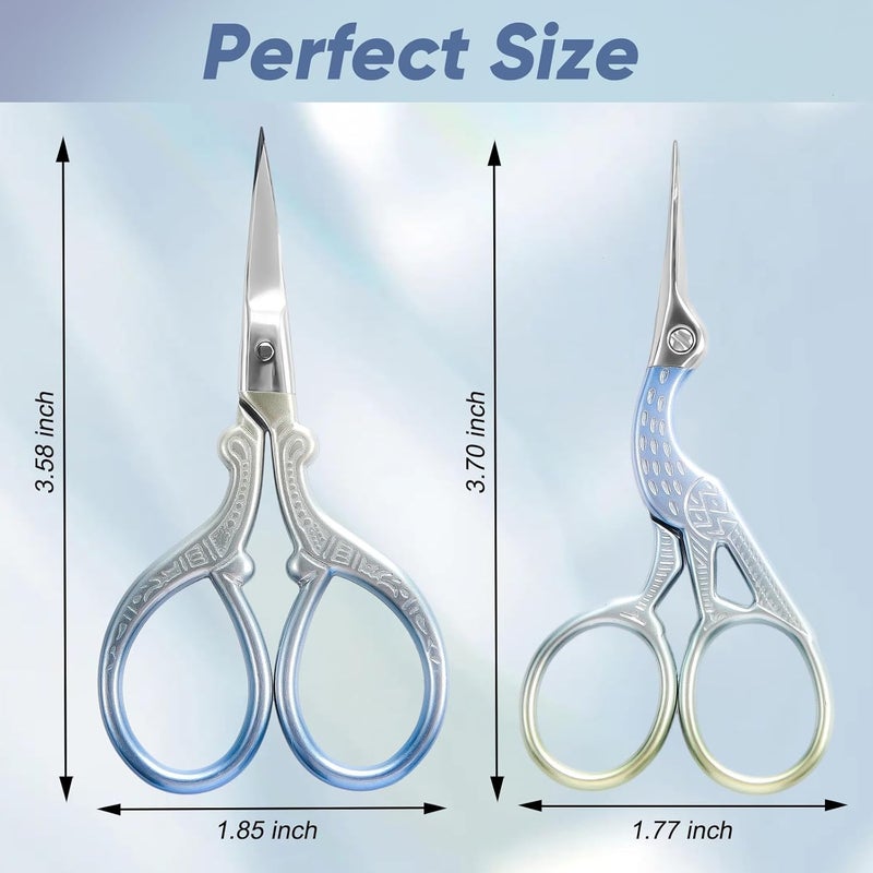 AQUEENLY Embroidery Scissors 2 Pcs Small Sewing Scissors Sharp Stainless Steel 3.6 Inches for Artwork, Threading, Needlework, Crochet - Image 2