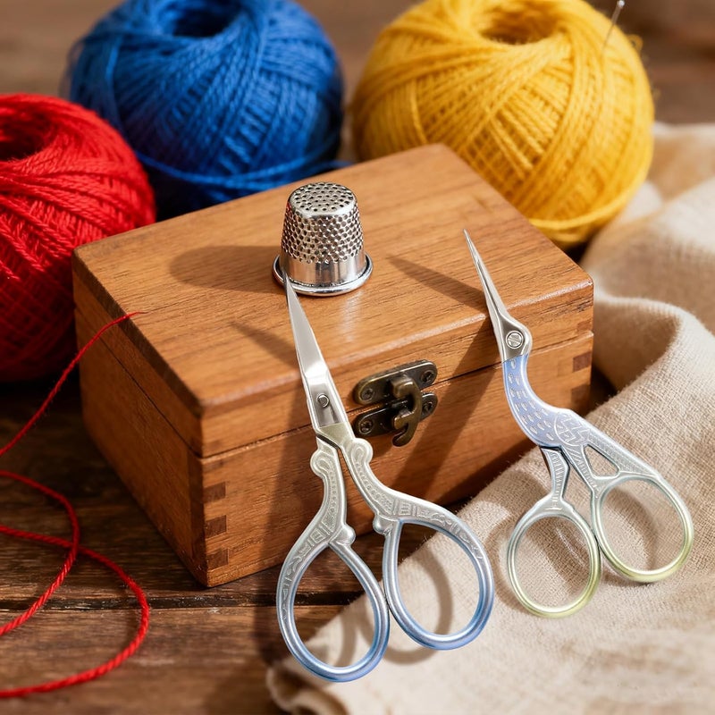 AQUEENLY Embroidery Scissors 2 Pcs Small Sewing Scissors Sharp Stainless Steel 3.6 Inches for Artwork, Threading, Needlework, Crochet - Image 3