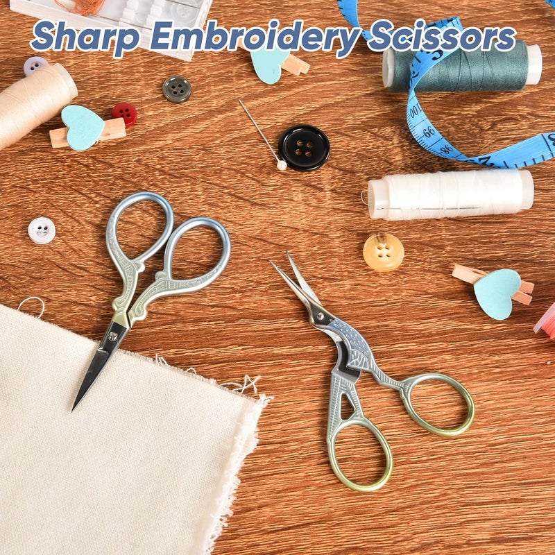 AQUEENLY Embroidery Scissors 2 Pcs Small Sewing Scissors Sharp Stainless Steel 3.6 Inches for Artwork, Threading, Needlework, Crochet - Image 4