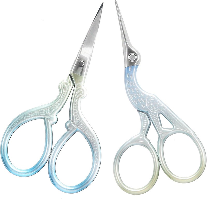 AQUEENLY Embroidery Scissors 2 Pcs Small Sewing Scissors Sharp Stainless Steel 3.6 Inches for Artwork, Threading, Needlework, Crochet - Image 1