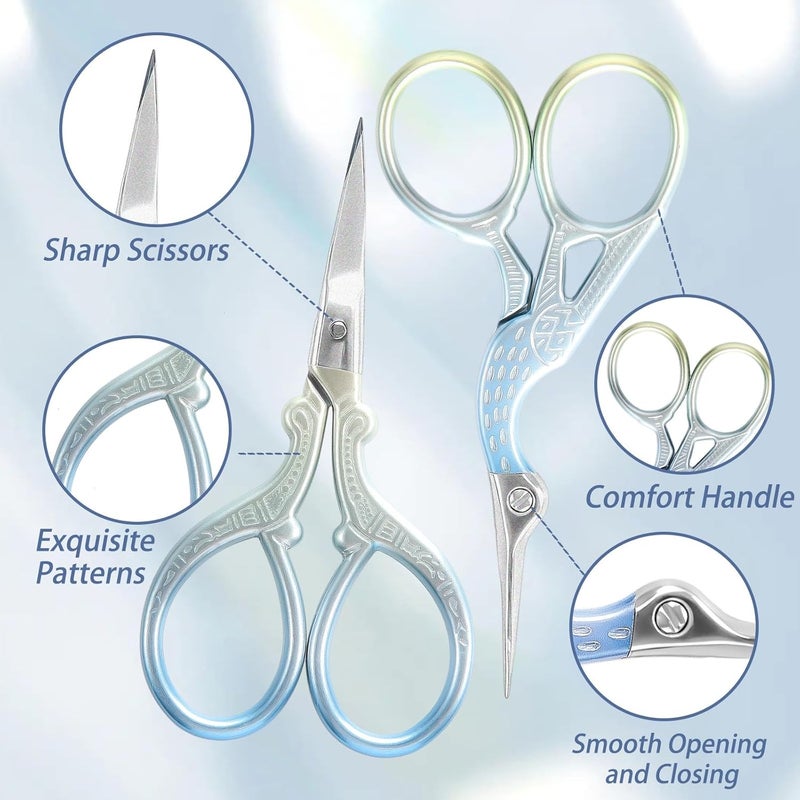 AQUEENLY Embroidery Scissors 2 Pcs Small Sewing Scissors Sharp Stainless Steel 3.6 Inches for Artwork, Threading, Needlework, Crochet - Image 5