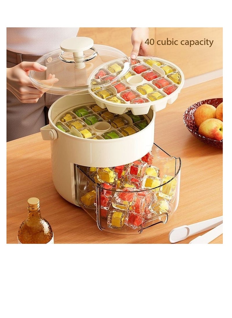 48 ice cube making machines with lids and portable ice buckets, large capacity, easy to release silicone, 2 trays and 1 ice bucket - Ice Cube Molds For Freezer BPA Free - Ice Cube Tray Mold For Tea, Beverage, Coffee, Fruit Yogurt