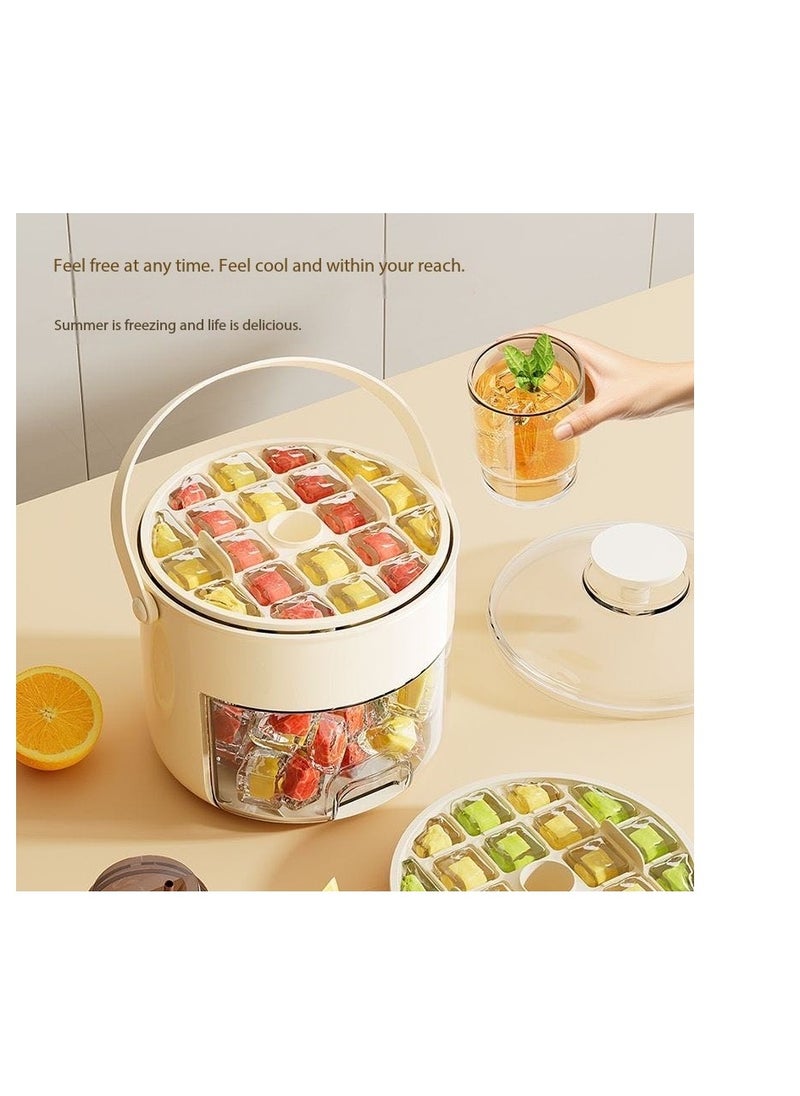 48 ice cube making machines with lids and portable ice buckets, large capacity, easy to release silicone, 2 trays and 1 ice bucket - Ice Cube Molds For Freezer BPA Free - Ice Cube Tray Mold For Tea, Beverage, Coffee, Fruit Yogurt