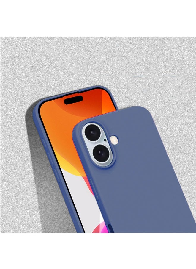 Generic Silicone for iPhone 16 Phone Case, Silky-Soft Touch Full-Body Protective Case Cover, Camera Protection, Shockproof Cover with Flocking Soft Microfiber Lining, iPhone 16 Back Cover, Blue  - Image 2