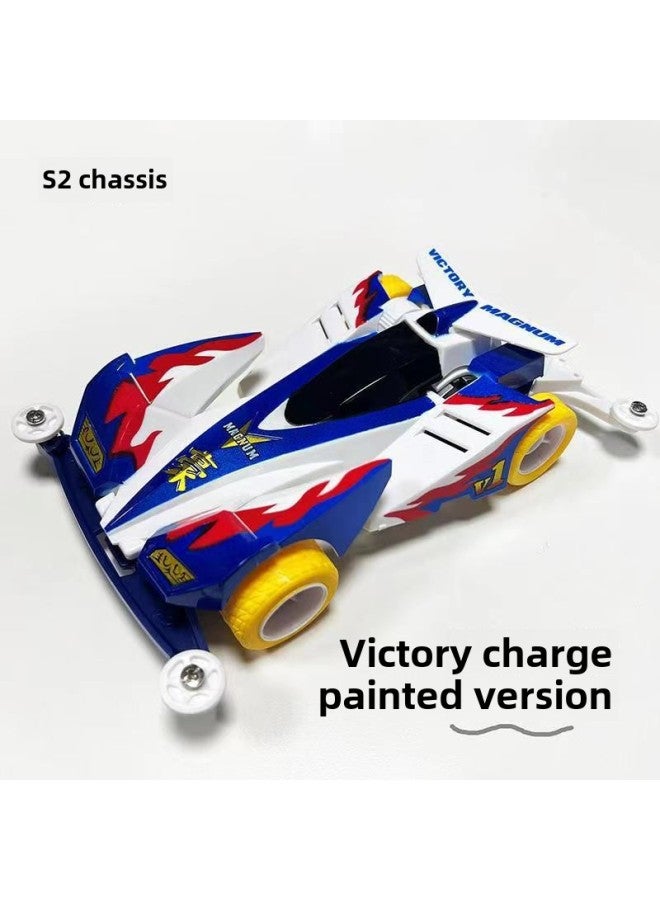 Jiepin Mini 4WD Assembled Model MS Segmented Chassis Inner Shock-absorber Series Mikado Superstar Science And Education Racing Car-Color:Victory Charge [spray Paint Version] - Image 1