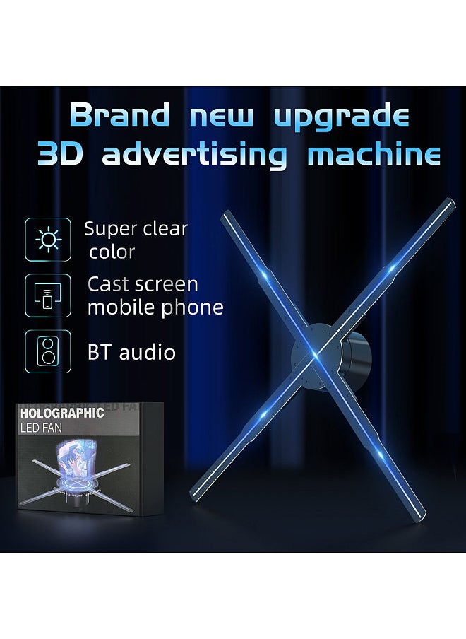 Generic - 3D Hologram Projector Advertising Display Fan Wall-mounted Player 3D Naked Eye 2K HD LED Photo Video Fan with 576pcs LED Light Beads Remote Control Sign Real-time Screen Display - Image 1