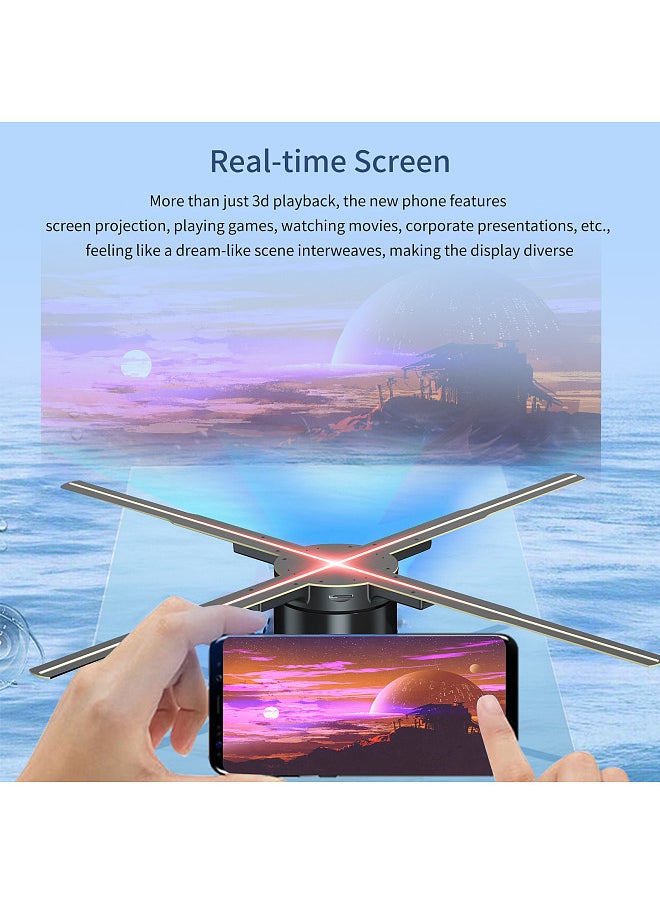 Generic - 3D Hologram Projector Advertising Display Fan Wall-mounted Player 3D Naked Eye 2K HD LED Photo Video Fan with 576pcs LED Light Beads Remote Control Sign Real-time Screen Display - Image 1