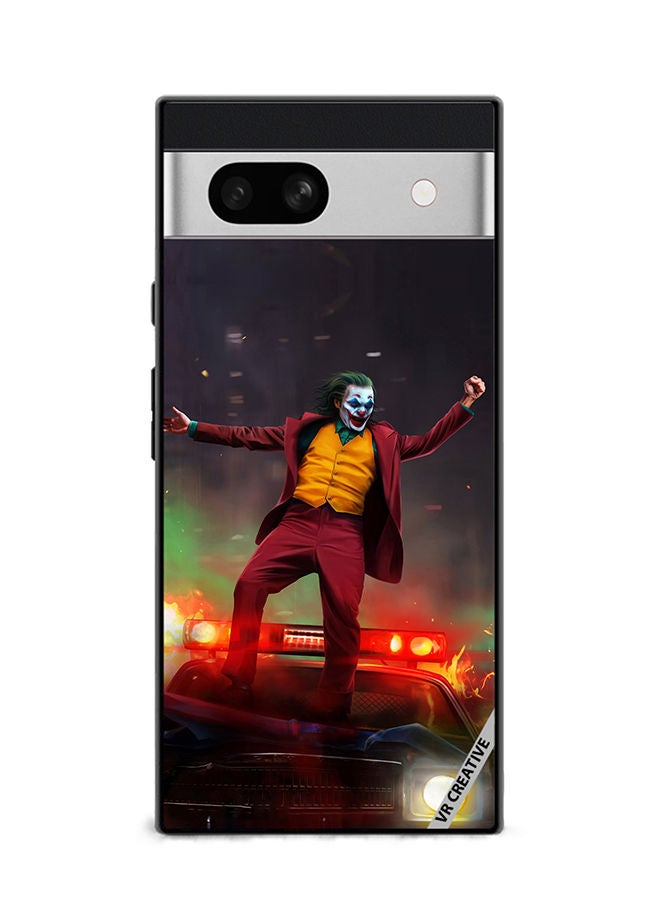 VR CREATIVE Protective Case Cover For Google Pixel 7a Joker Over A Car With His Evil Laugh Design Multicolour - Image 1