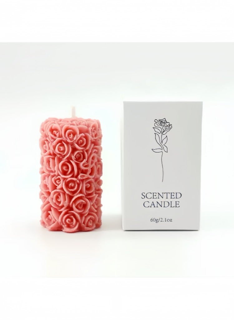 شمعة معطرة | شمع صويا منقوش بالورود | للعلاج بالروائح والديكور المنزلي والهدايا 60 غرام - Image 2