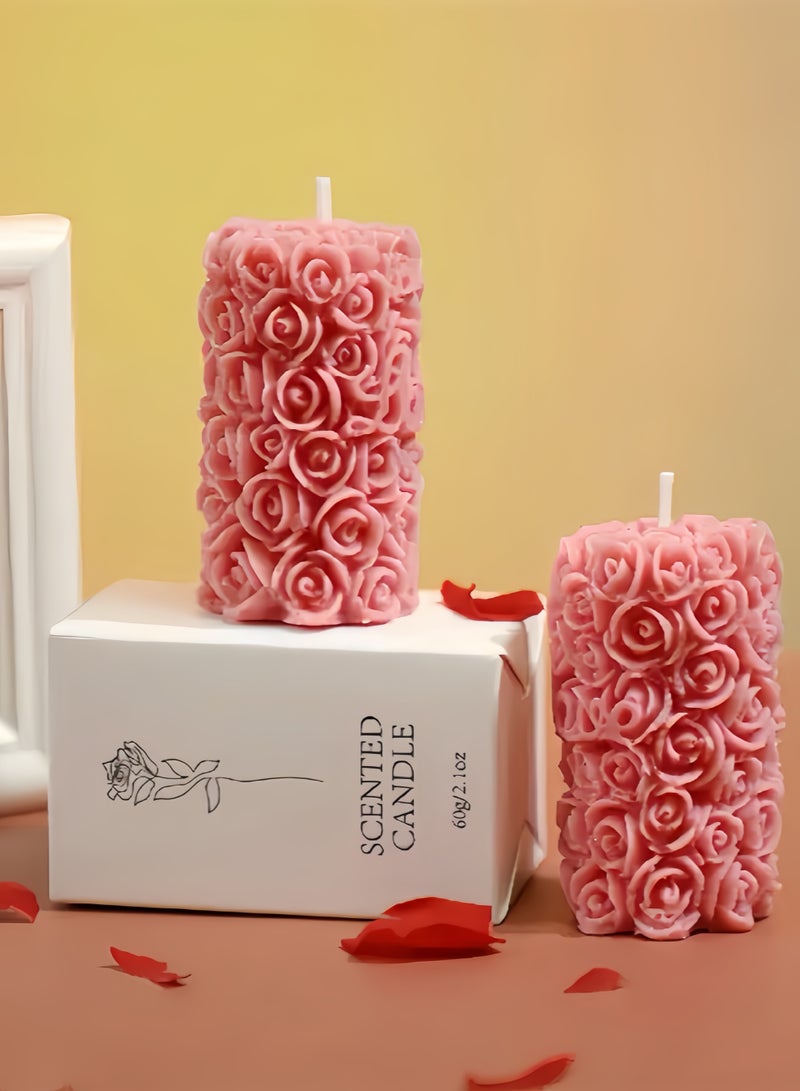 شمعة معطرة | شمع صويا منقوش بالورود | للعلاج بالروائح والديكور المنزلي والهدايا 60 غرام - Image 1