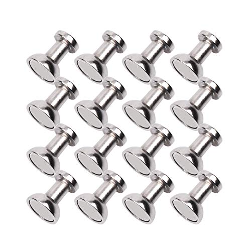Buvunt Magnetic Push Pins for Refrigerator Magnets, 16pcs Brushed Nickel for Office, Whiteboard, Map Magnets - Image 1