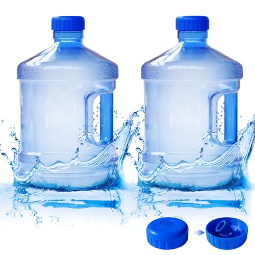 Alaeseje 2 Pieces Round Plastic Water Jug,1 Gallon Water Bottle with Handle and Screw Cap,Large Reusable Leak Proof Bottle for Camping,Outdoor Travel,Gym - Image 1