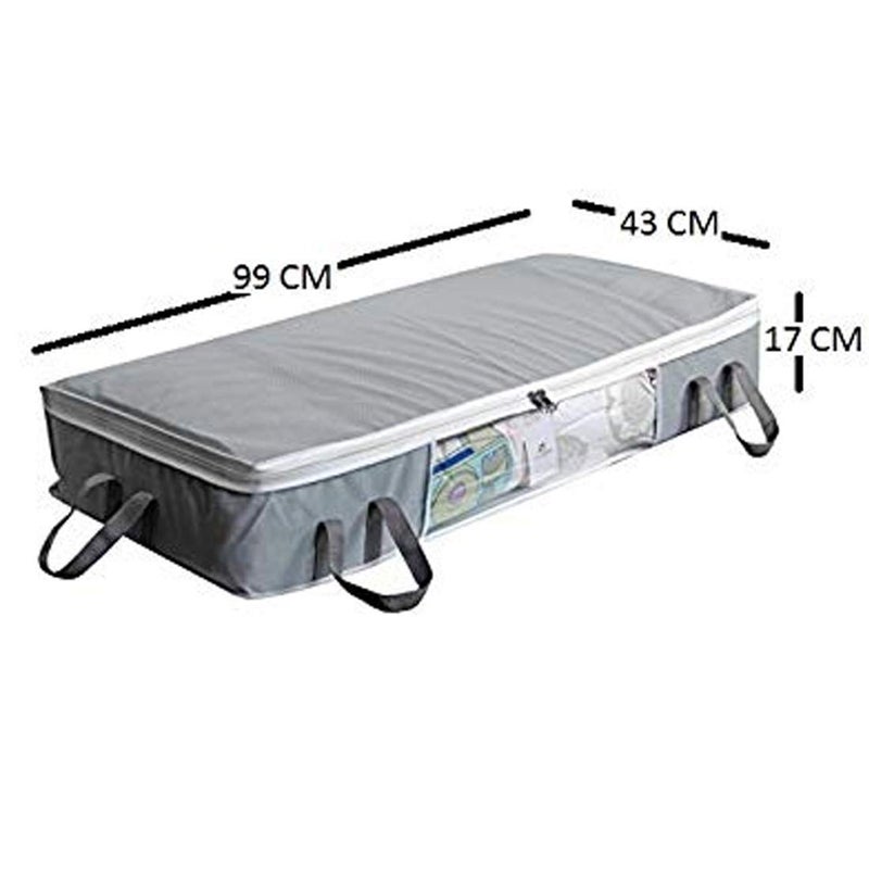 HomeStrap Set Of 2 NonWoven Long Underbed Storage OrganizerBlanket Cover Bag With Transparent Window SideFront Handle For QuiltClothesGreyRectangularFeatured On Shark Tank43 Cm17 Cm - Image 3