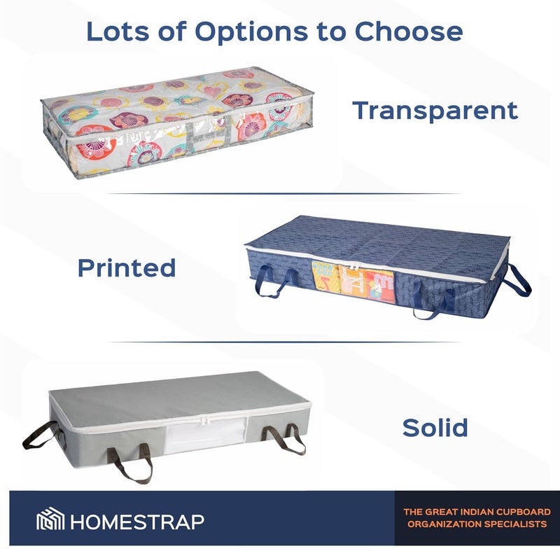 HomeStrap Set Of 2 NonWoven Long Underbed Storage OrganizerBlanket Cover Bag With Transparent Window SideFront Handle For QuiltClothesGreyRectangularFeatured On Shark Tank43 Cm17 Cm - Image 5
