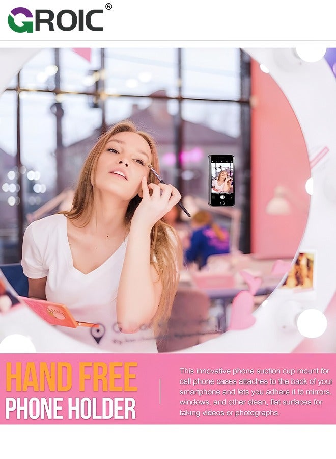 GROIC Suction Phone Case White Mount, Silicon Adhesive Phone Accessory for iPhone and Android, Hands-Free Fidget Toy Mirror Shower Phone Holder, Tiktok Videos and Selfies  - Image 2
