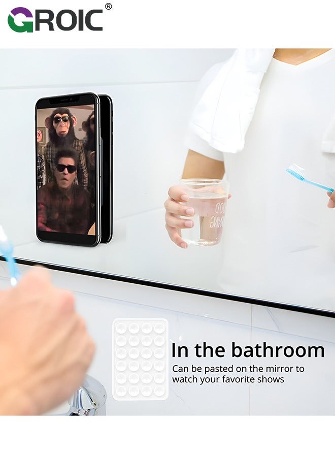 GROIC Suction Phone Case White Mount, Silicon Adhesive Phone Accessory for iPhone and Android, Hands-Free Fidget Toy Mirror Shower Phone Holder, Tiktok Videos and Selfies  - Image 4