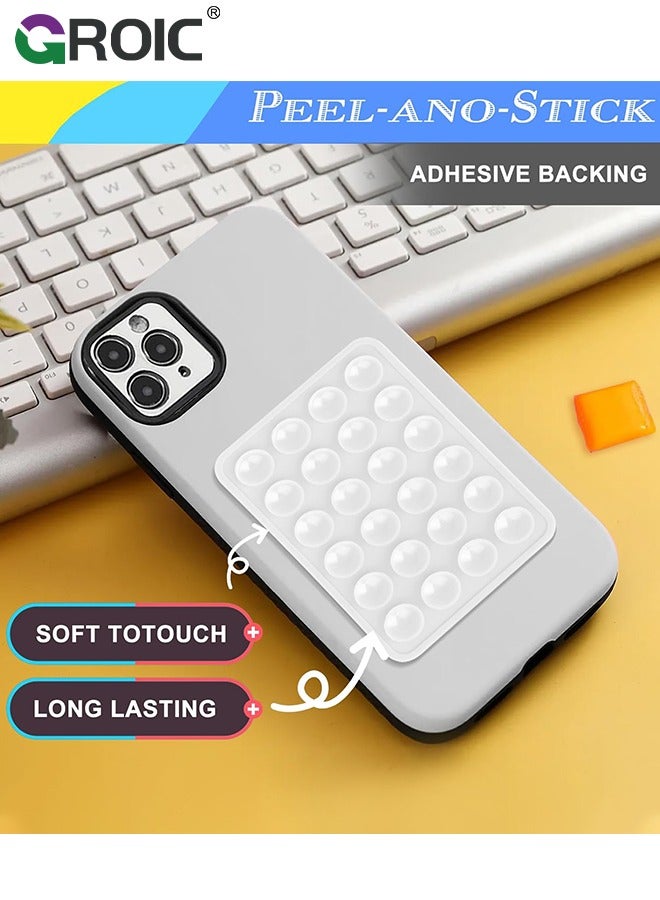 GROIC Suction Phone Case White Mount, Silicon Adhesive Phone Accessory for iPhone and Android, Hands-Free Fidget Toy Mirror Shower Phone Holder, Tiktok Videos and Selfies  - Image 3