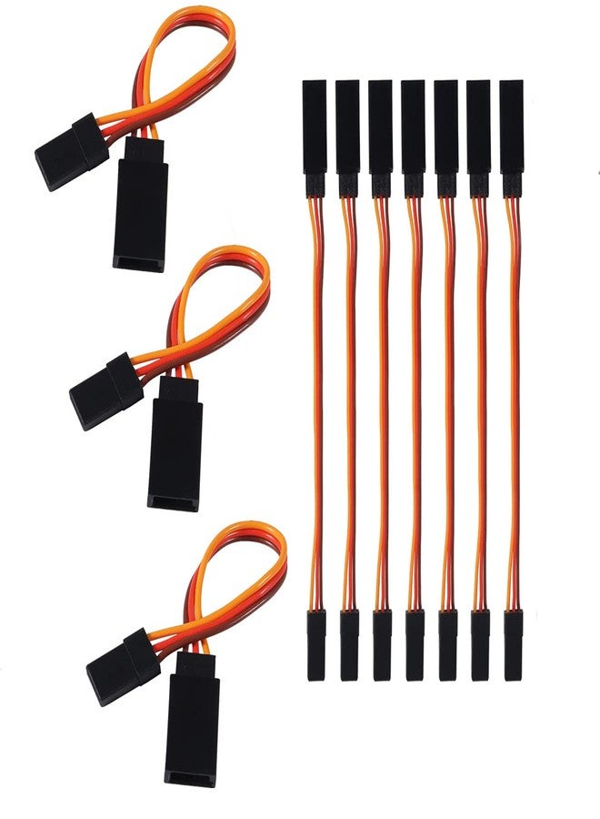 Azuocn 10PCS 3-Pin Servo Extension Cable Cord 10cm/4'' 3.93 inch Female to Male Lead Wire Connector JR for RC Car Airplanes Remote Control (10cm) - Image 1