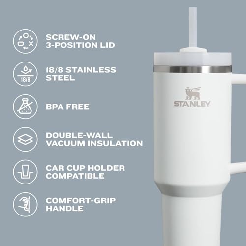 Stanley Stanley Quencher H2.0 Tumbler with Handle and Straw 14 oz | Flowstate 3-Position Lid | Cup Holder Compatible for Travel | Insulated Stainless Steel Cup | BPA-Free | Pomelo - Image 4