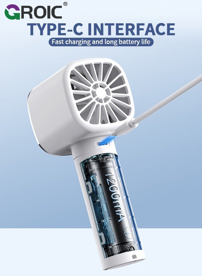 GROIC Portable Handheld Fan, Portable Fan Rechargeable, 3 Speed Wind, Display Electricity in Real Time, USB Rechargeable Fan, Quiet Personal Fan - Image 5