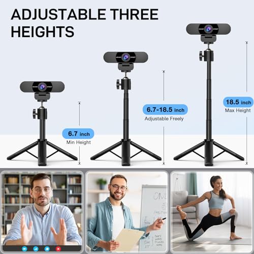EMEET C960 Webcam with Tripod, 1080P Webcam with Microphone, Adjustable Height Mini Tripod, C960 Web Camera with Privacy Cover, Plug & Play with Stand for Zoom/Skype/YouTube/FaceTime - Image 3