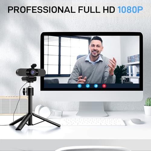 EMEET C960 Webcam with Tripod, 1080P Webcam with Microphone, Adjustable Height Mini Tripod, C960 Web Camera with Privacy Cover, Plug & Play with Stand for Zoom/Skype/YouTube/FaceTime - Image 2