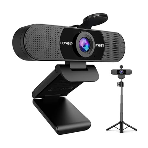 EMEET C960 Webcam with Tripod, 1080P Webcam with Microphone, Adjustable Height Mini Tripod, C960 Web Camera with Privacy Cover, Plug & Play with Stand for Zoom/Skype/YouTube/FaceTime - Image 1