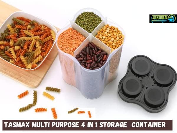 TASMAX 4in1 Kitchen Storage Box Set Plastic Containers for Kitchen Storage Multipurpose Jars Boxes for Spices Grains Snacks Durable SpaceSaving Design Pack of 2 - Image 2
