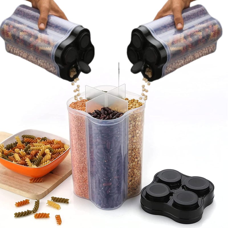 TASMAX 4in1 Kitchen Storage Box Set Plastic Containers for Kitchen Storage Multipurpose Jars Boxes for Spices Grains Snacks Durable SpaceSaving Design Pack of 2 - Image 1