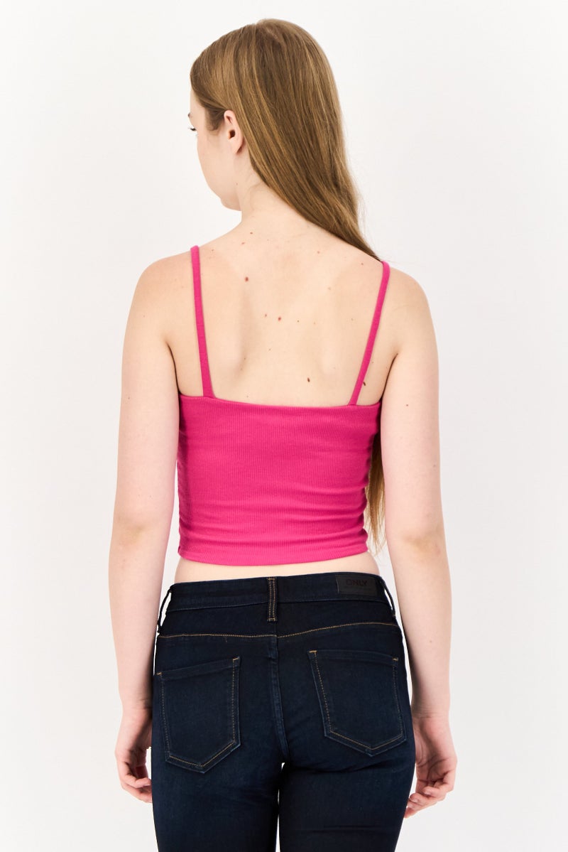 ONLY Women U-Neck Sleeveless Plain Tank Tops, Pink - Image 3