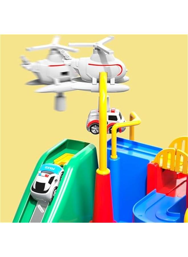 Race Track Car Toys for Kids 3 4 5 6 Years Old - City Rescue Toys for Boys 3-5 Years Old, Car Toys for Toddlers 2-4 Years with 3 Small Cars for Kids, Educational Car Games Boys Gifts 2-4  - Image 4