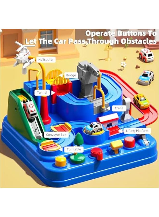 Race Track Car Toys for Kids 3 4 5 6 Years Old - City Rescue Toys for Boys 3-5 Years Old, Car Toys for Toddlers 2-4 Years with 3 Small Cars for Kids, Educational Car Games Boys Gifts 2-4  - Image 2