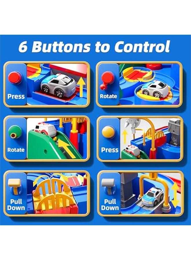 Race Track Car Toys for Kids 3 4 5 6 Years Old - City Rescue Toys for Boys 3-5 Years Old, Car Toys for Toddlers 2-4 Years with 3 Small Cars for Kids, Educational Car Games Boys Gifts 2-4  - Image 5
