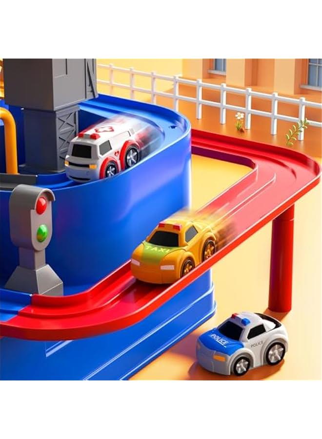 Race Track Car Toys for Kids 3 4 5 6 Years Old - City Rescue Toys for Boys 3-5 Years Old, Car Toys for Toddlers 2-4 Years with 3 Small Cars for Kids, Educational Car Games Boys Gifts 2-4  - Image 3