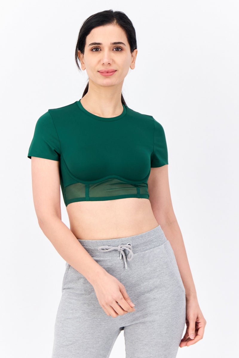 Adidas أديداس × آيفي بارك ملابس رياضية نسائية قمة مبطنة ملائمة، أخضر داكن - Image 1